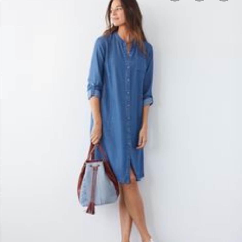 J Jill Lyocell Button down Demin Tunic